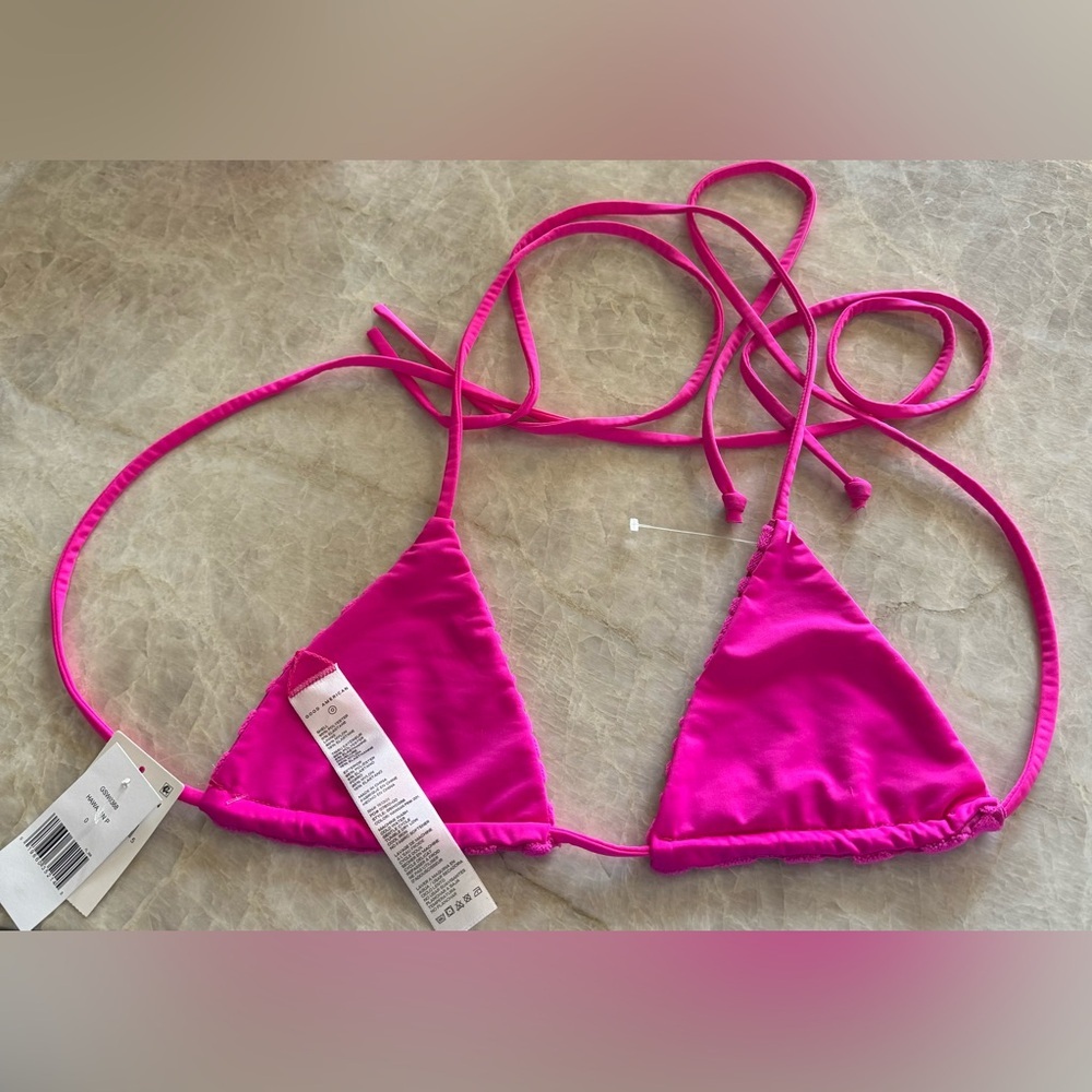 NWT Good American Pink Jacquard‎ Triangle Bikini Top - Picture 3 of 9